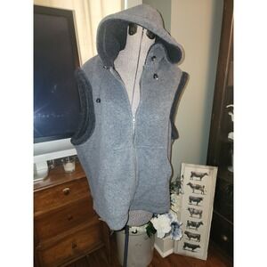 Coaco New York Hooded Sherpa Lined Full Zip Vest Charcoal Gray Size L Outdoor